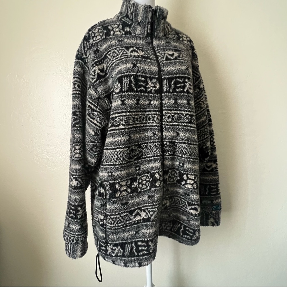 Chill Factor Sherpa Front Zip Collar Sweater Jacket MED VINTAGE USA PREOWN (B1)